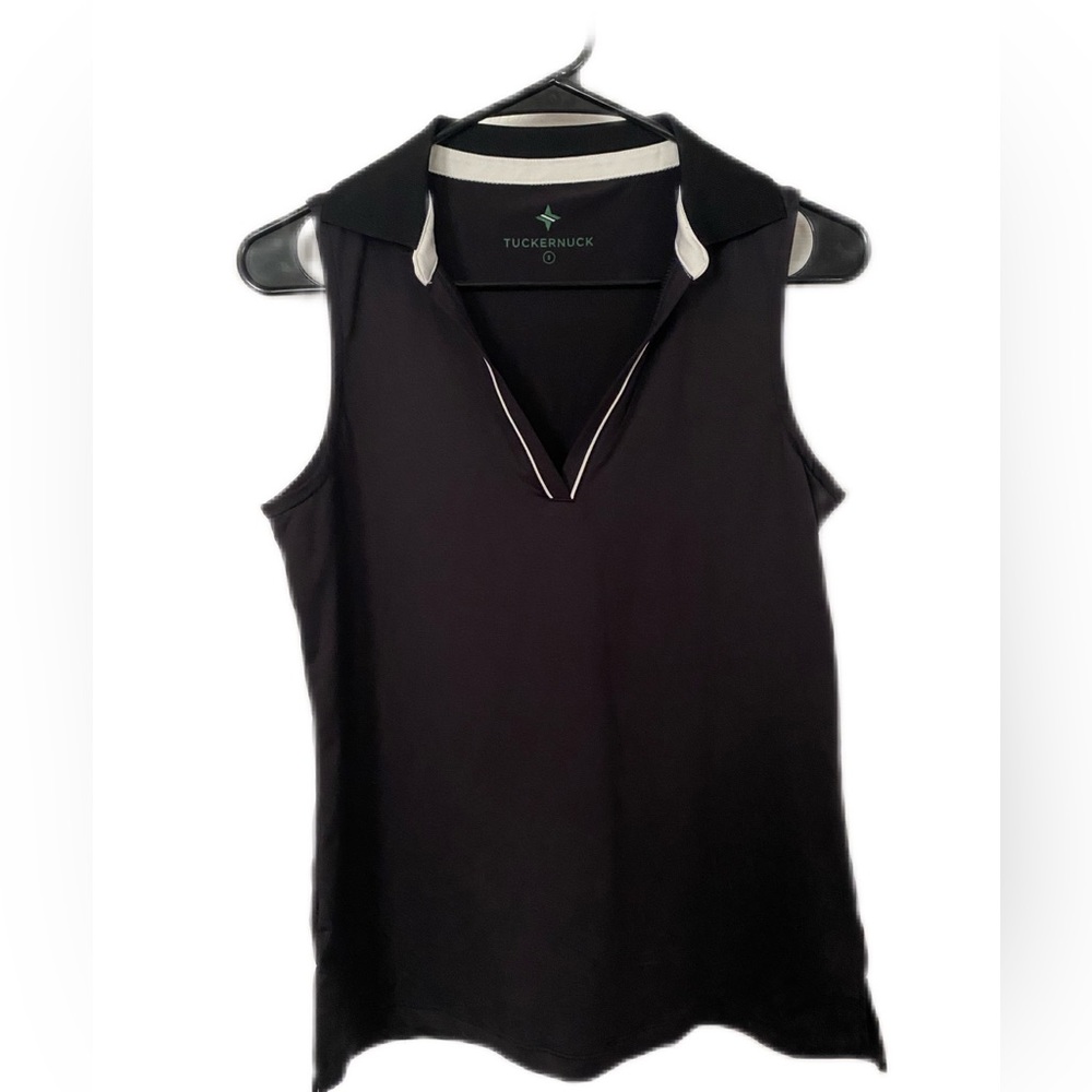Tuckernuck Black Sleeveless Polo, Small